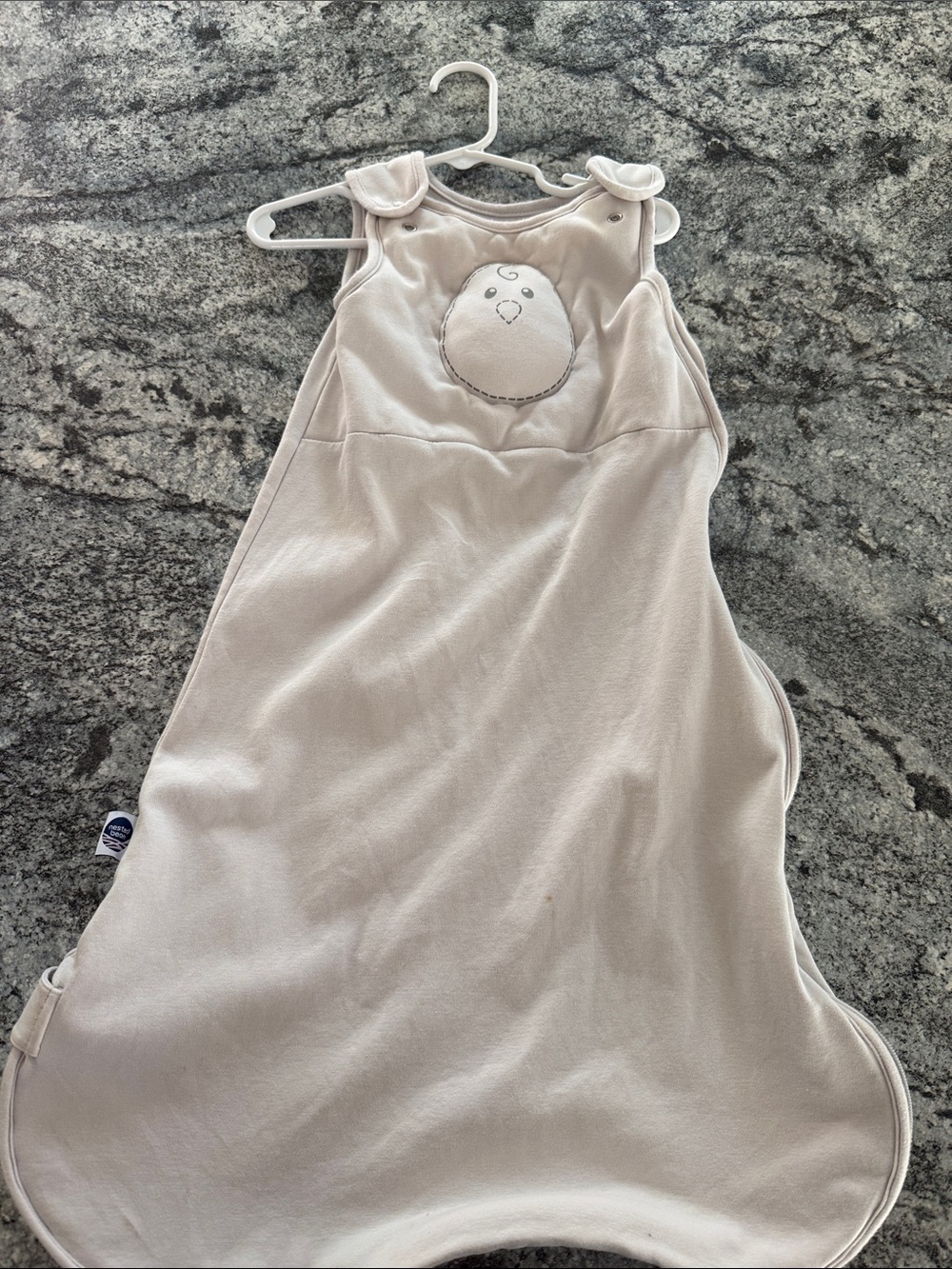 Neutral Cream Baby Sleep Sack Dress with Chick Applique